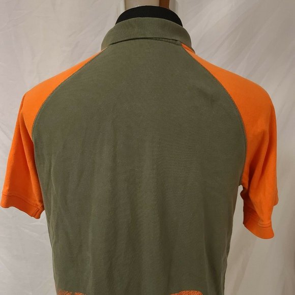 NIKE AIR Mens Medium Green Orange Short Sleeve 3 Button Spell Out Polo Shirt - Picture 7 of 12